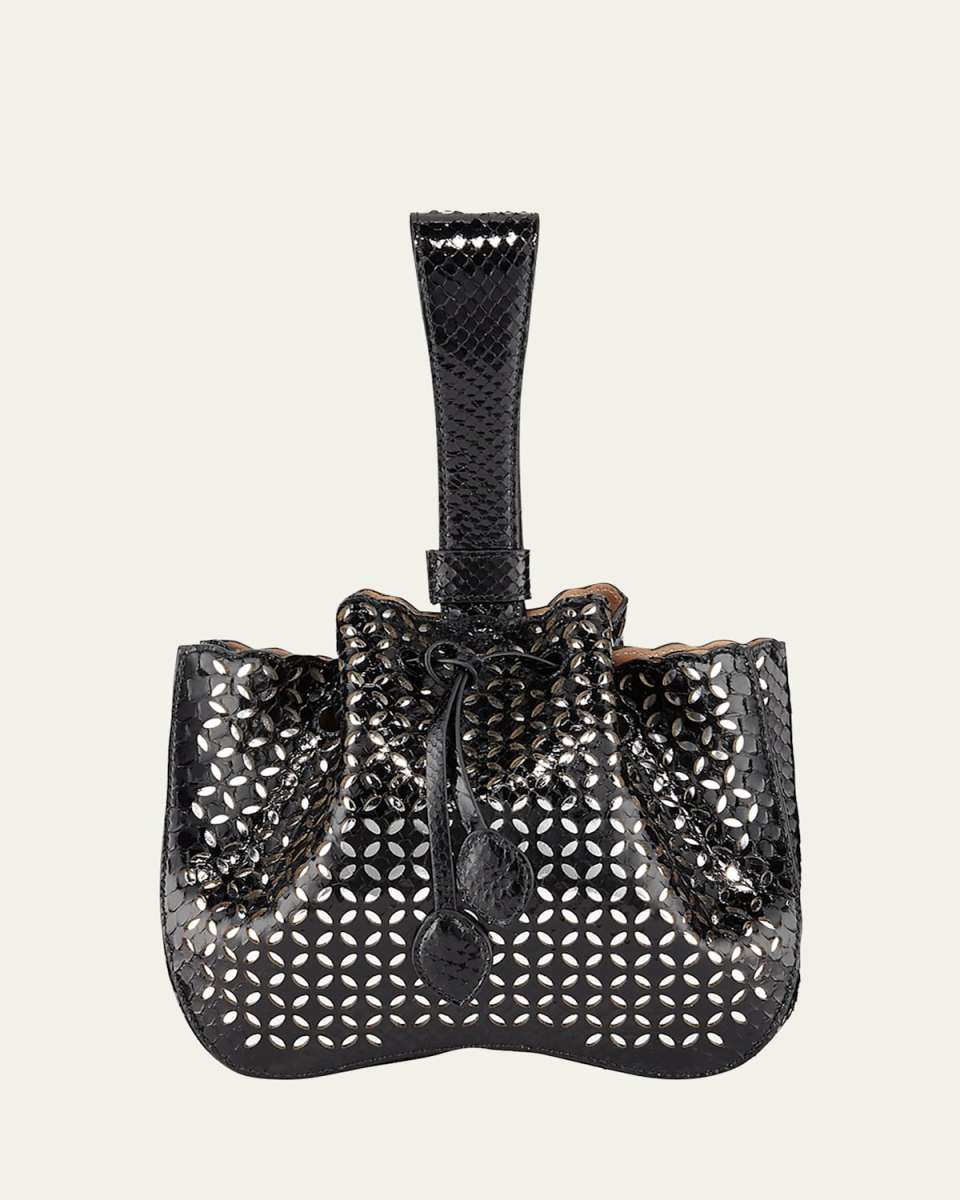 Rose Marie Small Python Wristlet Bucket Bag